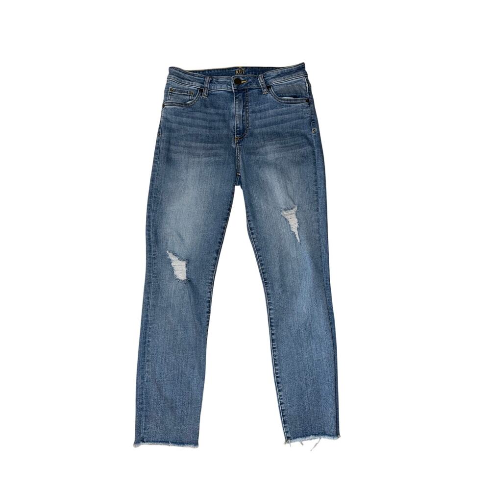 Kut From the Kloth High Rise Crop Straight Leg Distressed Jeans - Size: 2